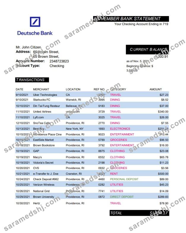 Germany Deutsche bank statement easy to fill template in Excel and PDF format